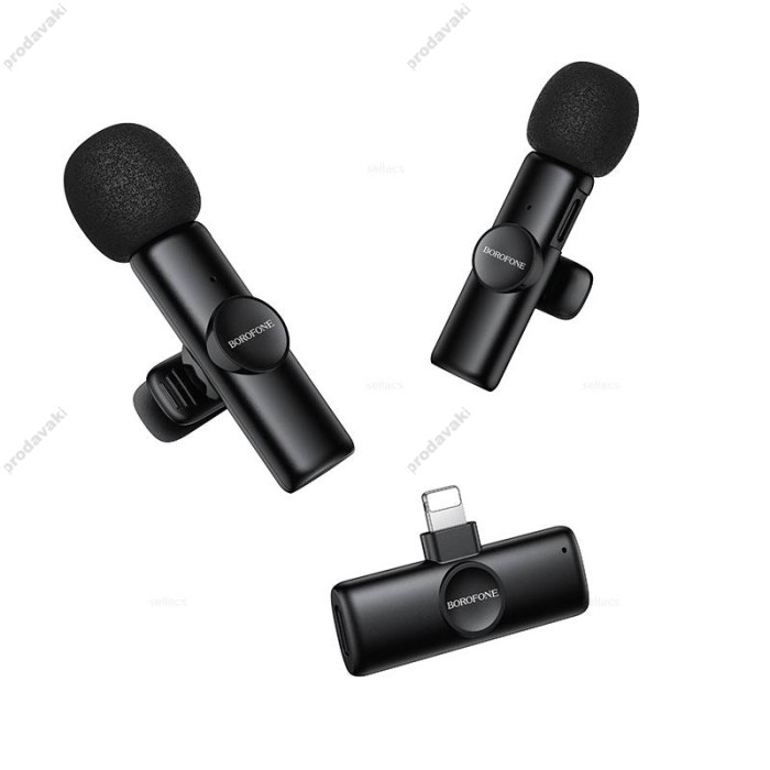 Бездротовий мікрофон BOROFONE BFK16A Wireless Microphone Lightning 2 мікрофона Black