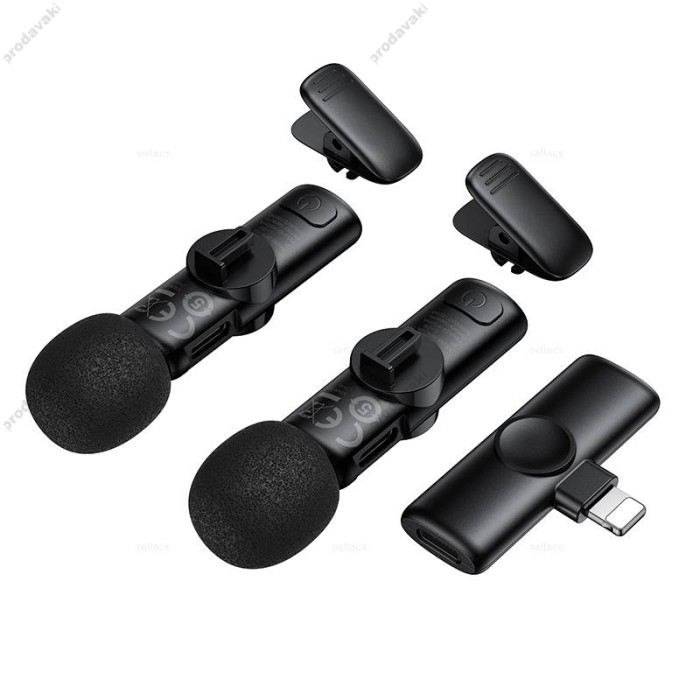 Бездротовий мікрофон BOROFONE BFK16A Wireless Microphone Lightning 2 мікрофона Black