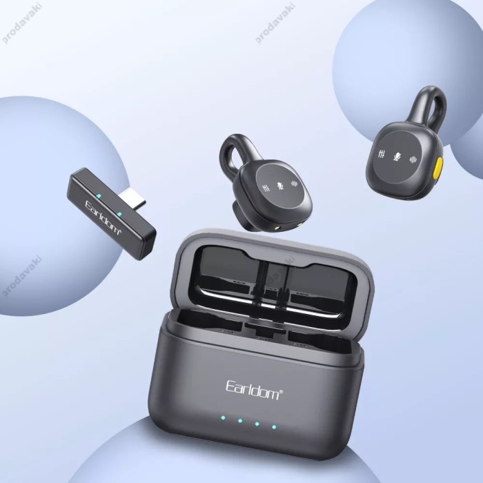 Бездротовий мікрофон Earldom ET-MC18 Wireless Microphone Type-C/Lightning 2 мікрофона Black