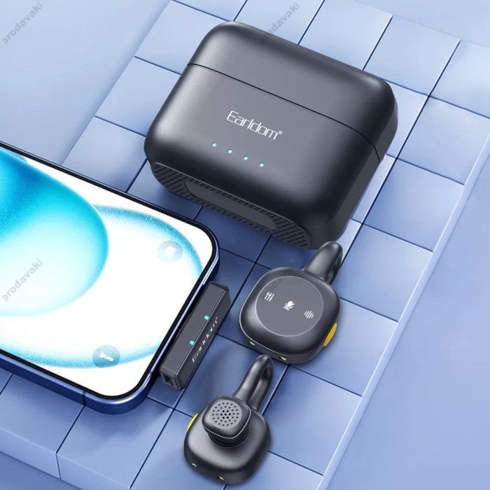 Бездротовий мікрофон Earldom ET-MC18 Wireless Microphone Type-C/Lightning 2 мікрофона Black