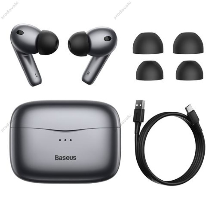 Бездротові Bluetooth навушники Baseus SIMU S2 ANC True Wireless Earphones BT 5.0 Grey NGS2-0G