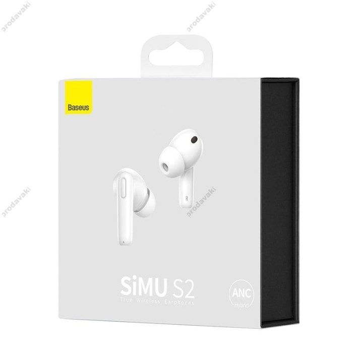 Бездротові Bluetooth навушники Baseus SIMU S2 ANC True Wireless Earphones BT 5.0 White NGS2-02