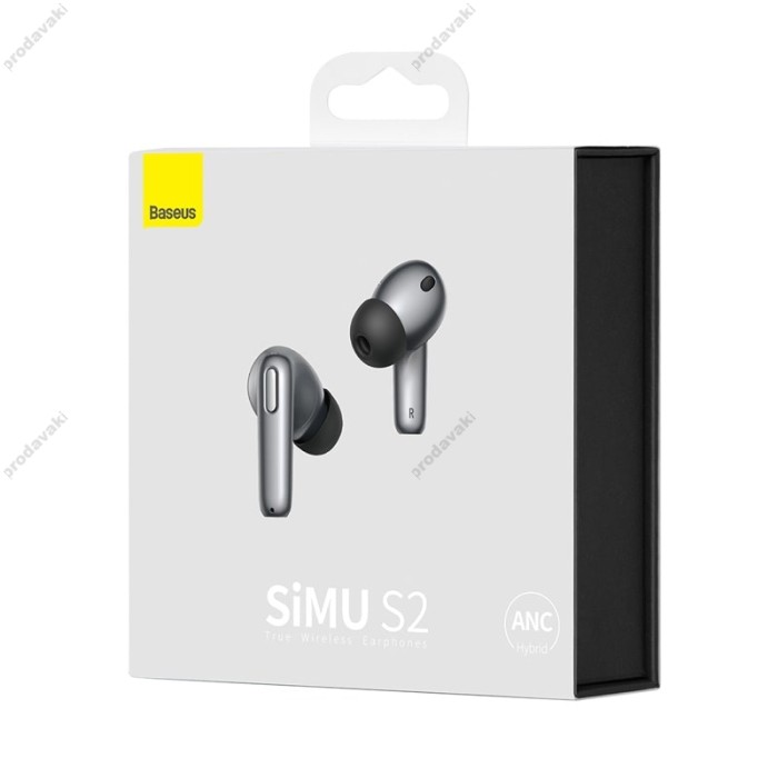 Бездротові Bluetooth навушники Baseus SIMU S2 ANC True Wireless Earphones BT 5.0 Grey NGS2-0G