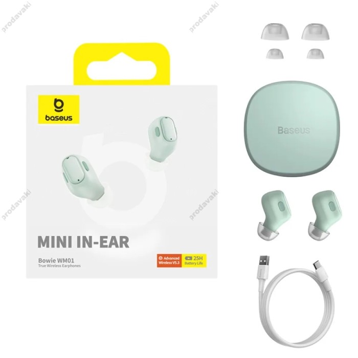 Бездротові Bluetooth навушники Baseus WM01 Encok True Wireless Earphones BT 5.3 Green NGTW370006