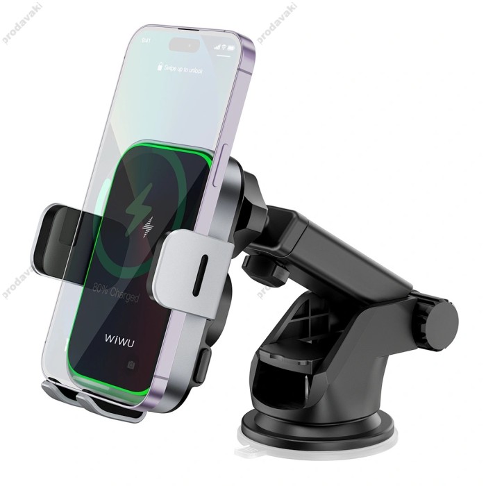 Автомобільний тримач із бездротовою зарядкою Wiwu CH-313 Freelander Car Wireless Charger 15W Black