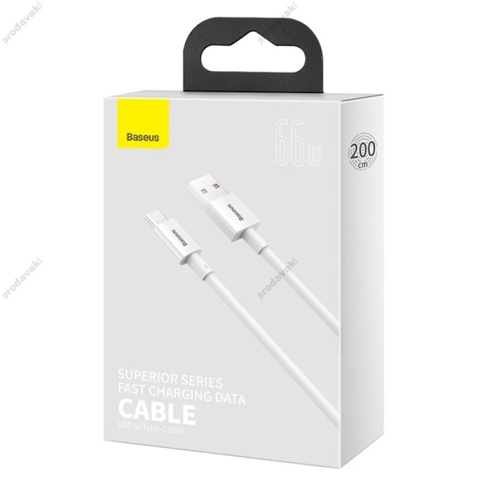 Кабель Baseus Superior Series Fast Charging Data Cable USB to Type-C 66W 6A 2m White CATYS-A02