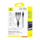 USB кабель Baseus Ultra-Fast 3in1 Fast Charging Cable USB to M+L+C 3.5A 0.8m Black P10376303121-01