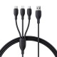 USB кабель Baseus Ultra-Fast 3in1 Fast Charging Cable USB to M+L+C 3.5A 0.8m Black P10376303121-01