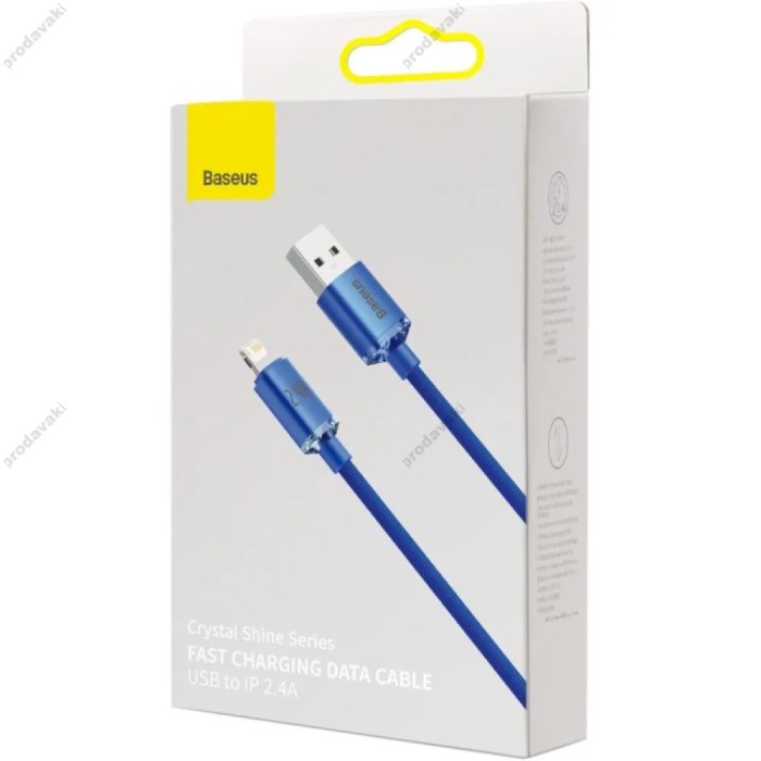 USB кабель Baseus Crystal Shine Series Fast Charging Data Cable USB to iP Lightning 2.4A 2m Blue CAJY000103