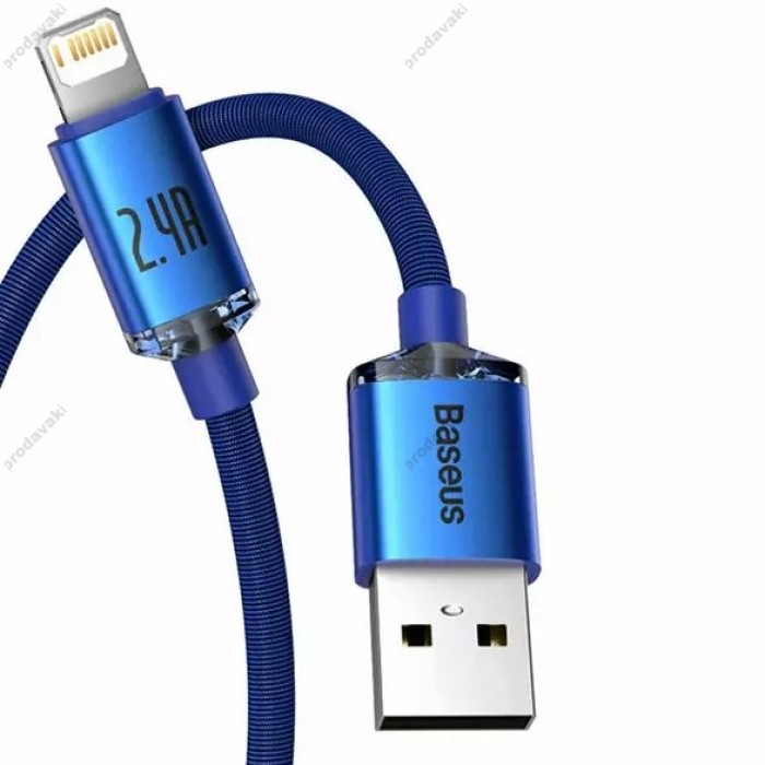 USB кабель Baseus Crystal Shine Series Fast Charging Data Cable USB to iP Lightning 2.4A 2m Blue CAJY000103