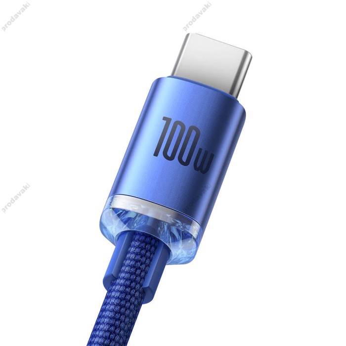 Кабель Baseus Crystal Shine Series Fast Charging Data USB to Type-C 100W 1.2m Blue CAJY000403