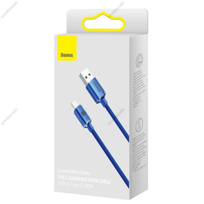 Кабель Baseus Crystal Shine Series Fast Charging Data USB to Type-C 100W 1.2m Blue CAJY000403