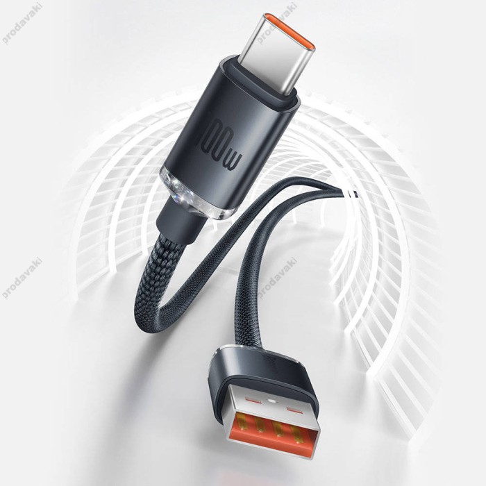 Кабель Baseus Crystal Shine Series Fast Charging Data USB to Type-C 100W 1.2m Black CAJY000401