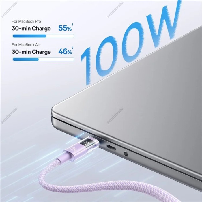 Кабель Baseus Display 2 Fast Charging Type-C to Type-C 100W 5A 1m Purple P10382702511-00