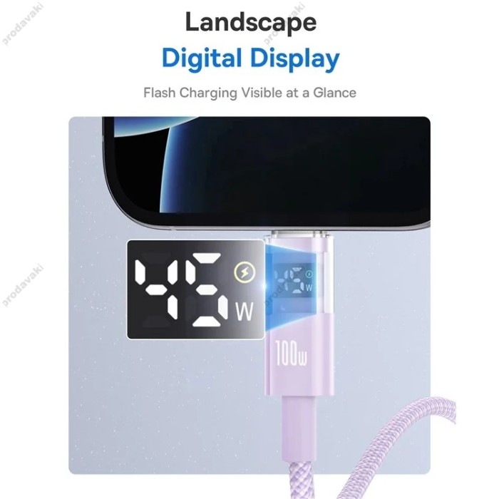 Кабель Baseus Display 2 Fast Charging Type-C to Type-C 100W 5A 1m Purple P10382702511-00