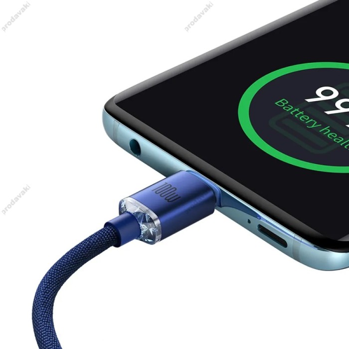 Кабель Baseus Crystal Shine Series Fast Charging Data Cable Type-C to Type-C 100W 5A 1.2m Blue CAJY000603