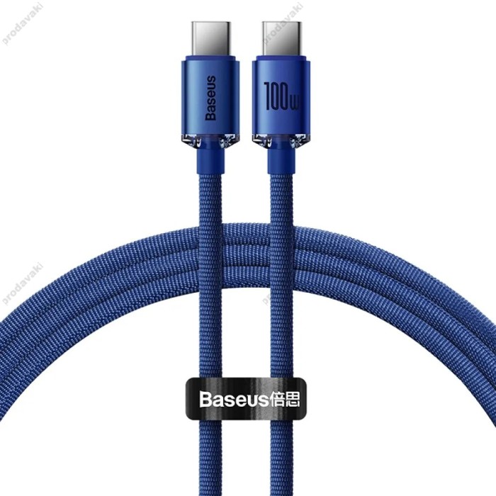 Кабель Baseus Crystal Shine Series Fast Charging Data Cable Type-C to Type-C 100W 5A 1.2m Blue CAJY000603