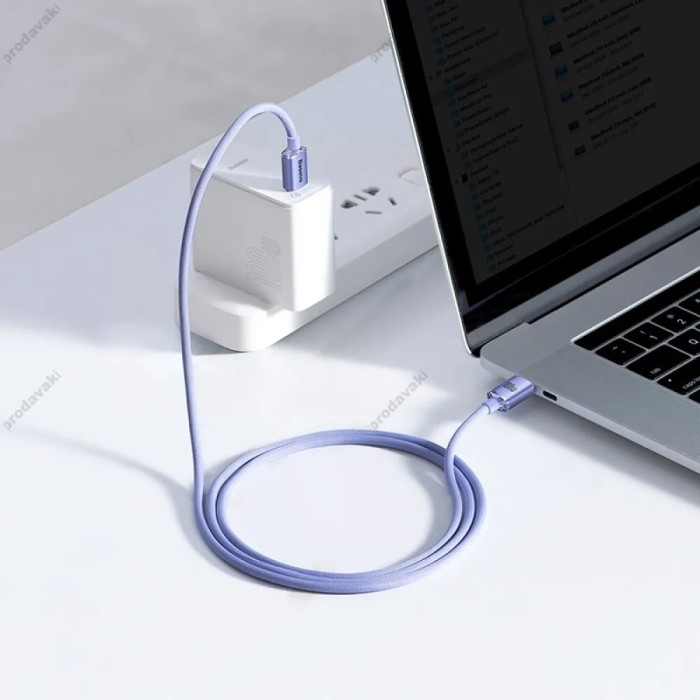 Кабель Baseus Crystal Shine Series Fast Charging Data Cable Type-C to Type-C 100W 5A 1.2m Purple CAJY000605