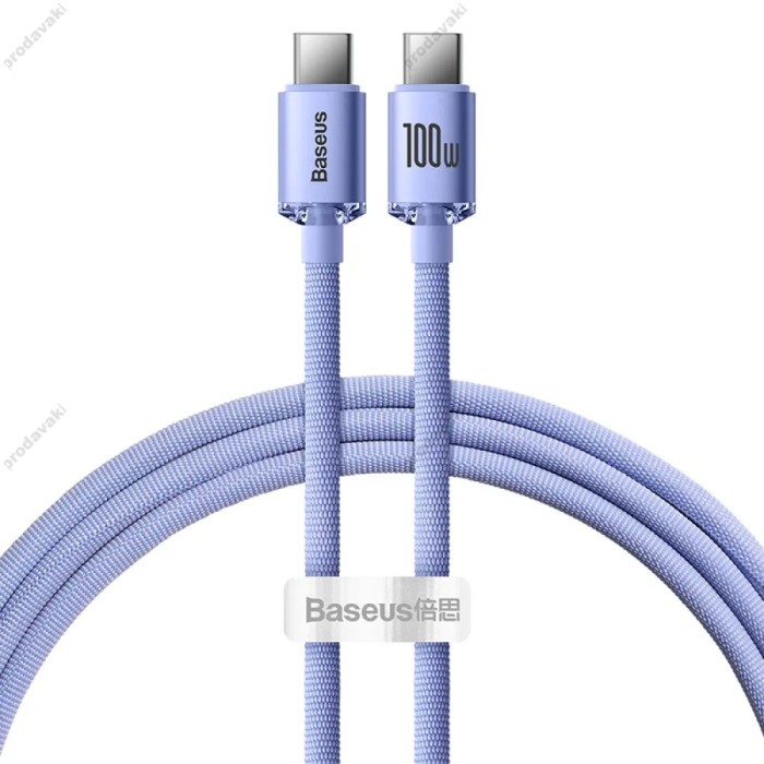 Кабель Baseus Crystal Shine Series Fast Charging Data Cable Type-C to Type-C 100W 5A 1.2m Purple CAJY000605