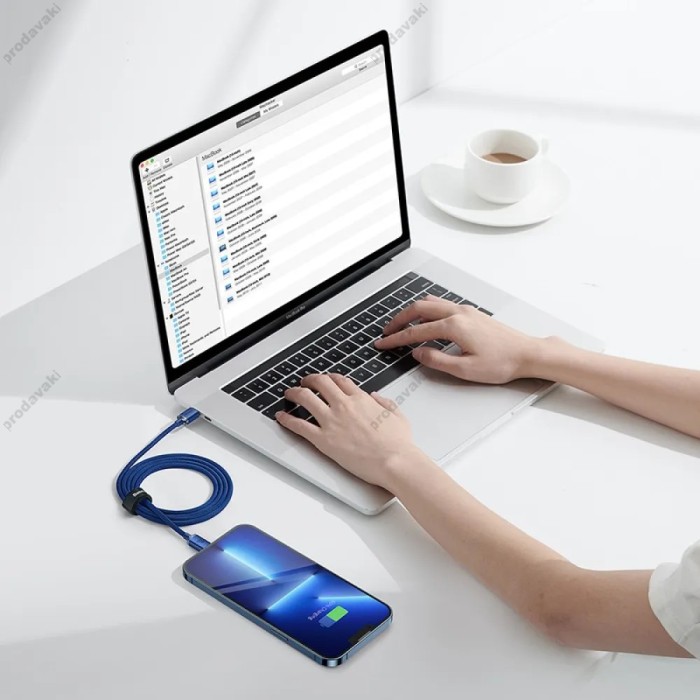 PD кабель Baseus Crystal Shine Series Fast Charging Data Cable Type-C to iP Lightning 20W 1.2m Blue CAJY000203