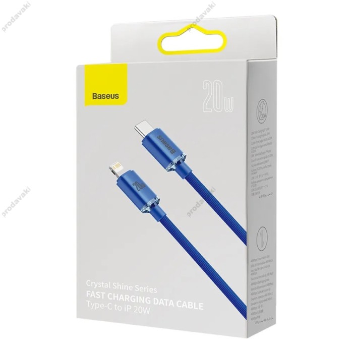 PD кабель Baseus Crystal Shine Series Fast Charging Data Cable Type-C to iP Lightning 20W 1.2m Blue CAJY000203