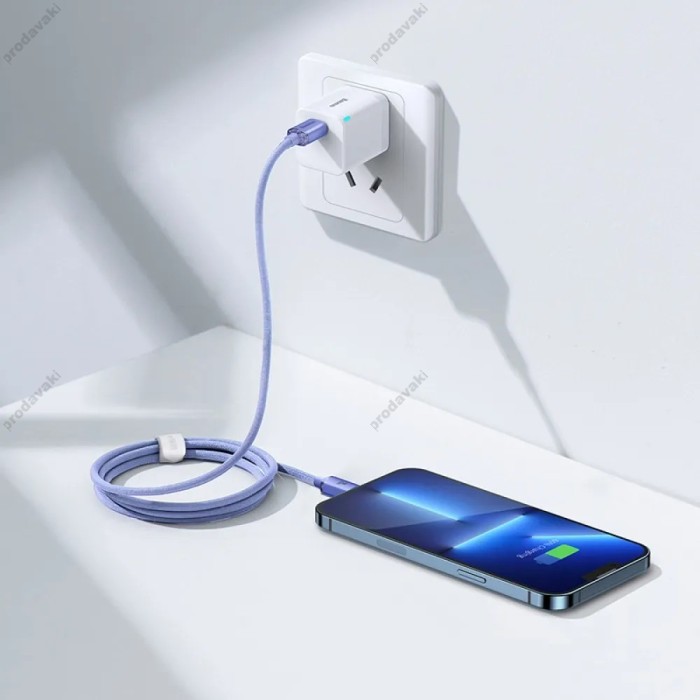 PD кабель Baseus Crystal Shine Series Fast Charging Data Cable Type-C to iP Lightning 20W 1.2m Purple CAJY000205