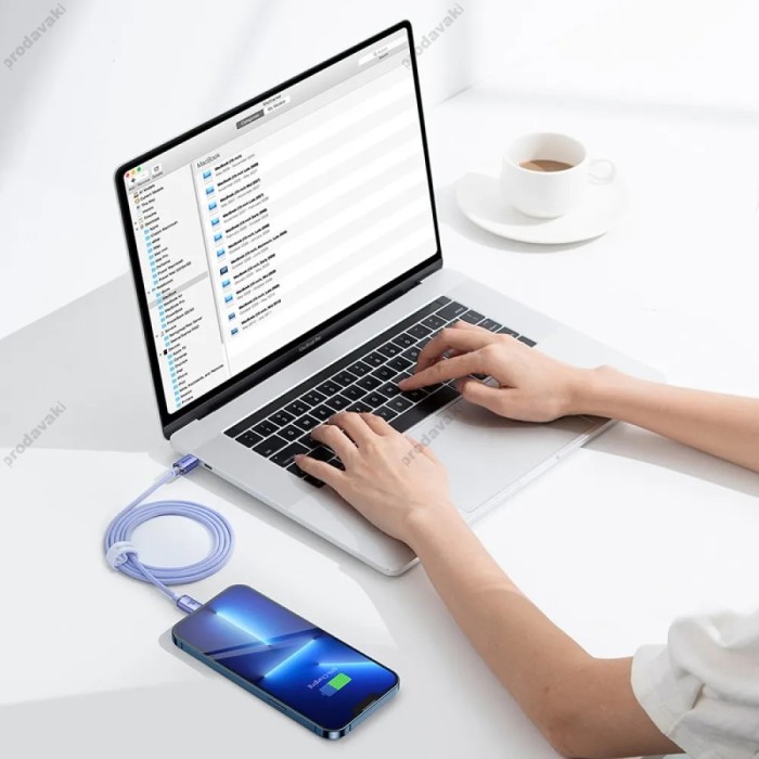 PD кабель Baseus Crystal Shine Series Fast Charging Data Cable Type-C to iP Lightning 20W 1.2m Purple CAJY000205