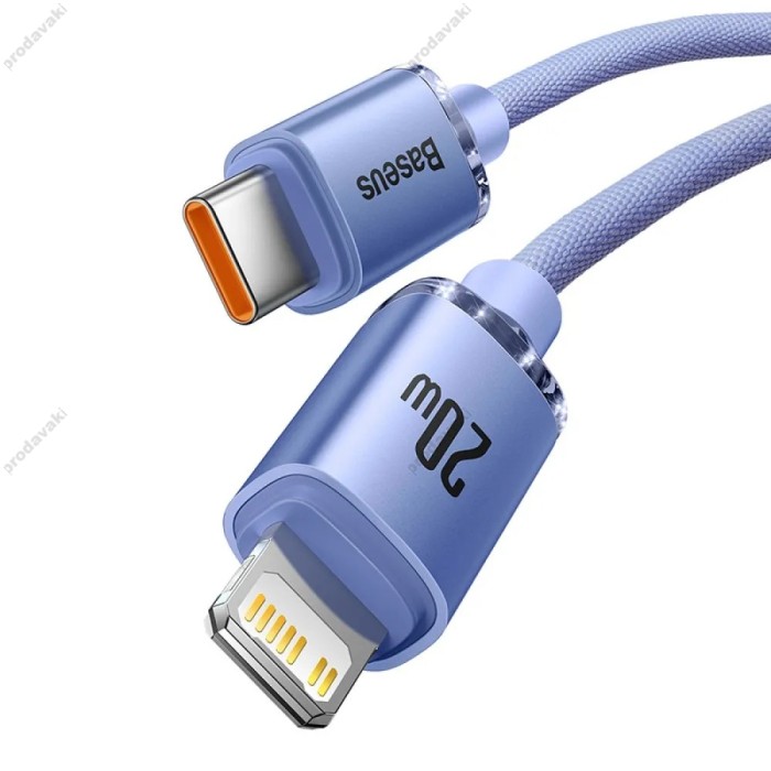 PD кабель Baseus Crystal Shine Series Fast Charging Data Cable Type-C to iP Lightning 20W 1.2m Purple CAJY000205