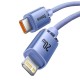 PD кабель Baseus Crystal Shine Series Fast Charging Data Cable Type-C to iP Lightning 20W 1.2m Purple CAJY000205