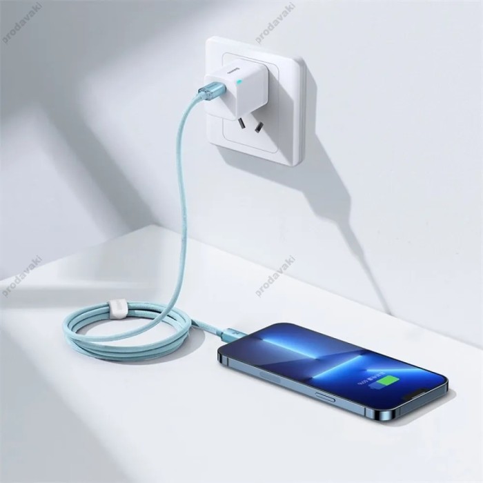 PD кабель Baseus Crystal Shine Series Fast Charging Data Cable Type-C to iP Lightning 20W 1.2m Sky Blue CAJY001303