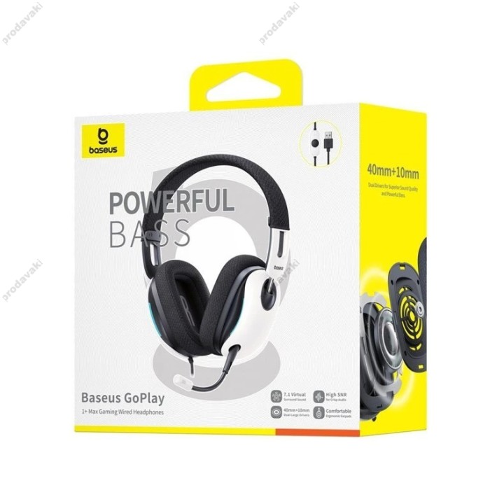 Дротові навушники Baseus GoPlay 1+ Max Gaming Wired Headphones White A00181003213-00
