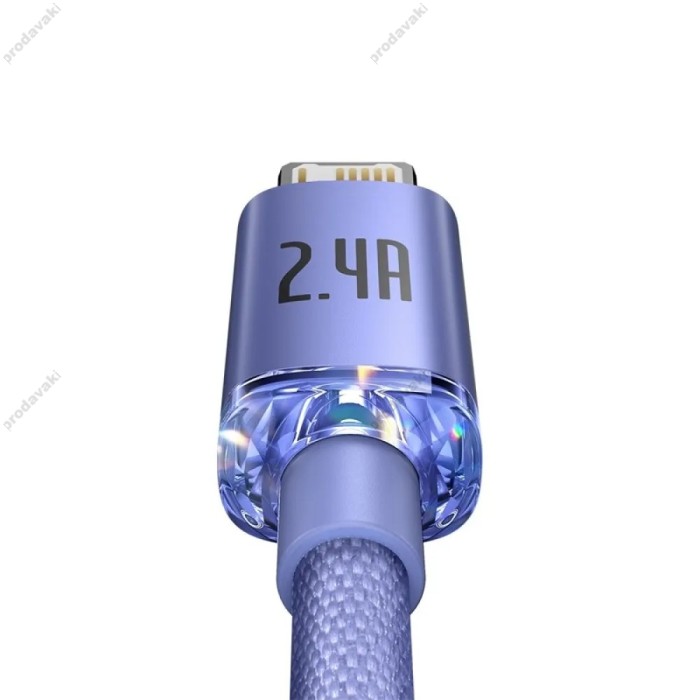 USB кабель Baseus Crystal Shine Series Fast Charging Data Cable USB to iP Lightning 2.4A 1.2m Purple CAJY000005