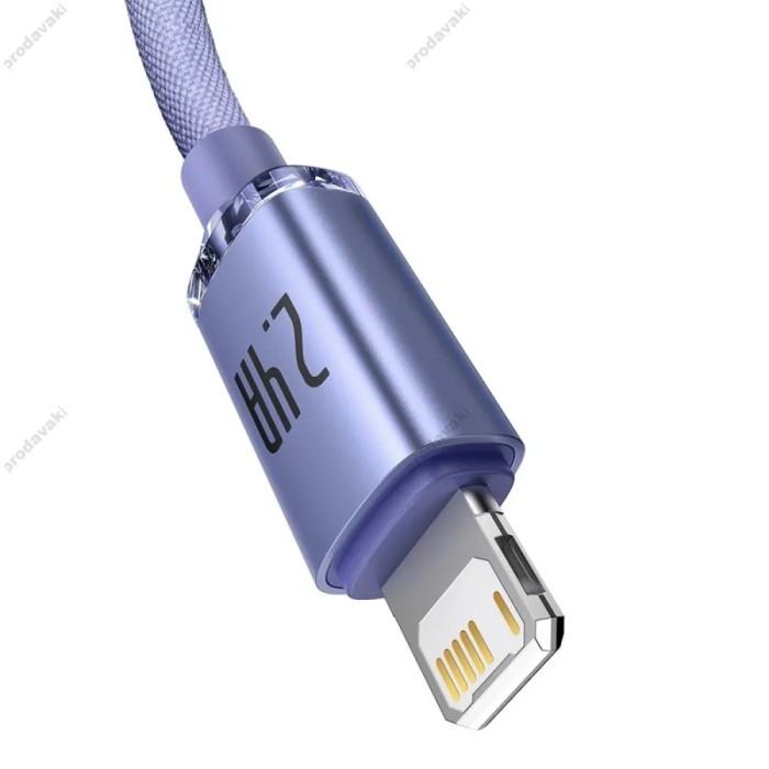 USB кабель Baseus Crystal Shine Series Fast Charging Data Cable USB to iP Lightning 2.4A 1.2m Purple CAJY000005