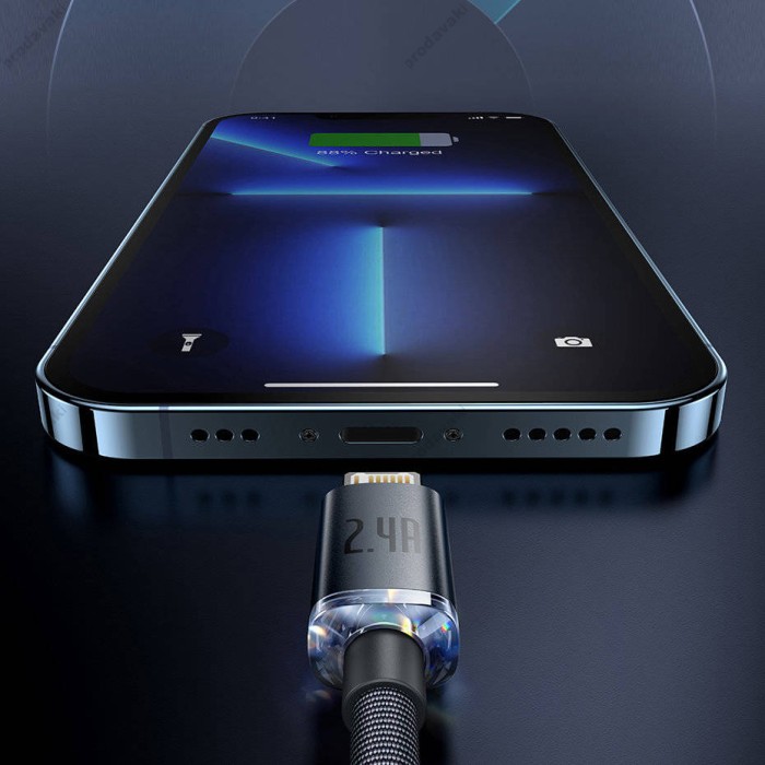 USB кабель Baseus Crystal Shine Series Fast Charging Data Cable USB to iP Lightning 2.4A 1.2m Black CAJY000001