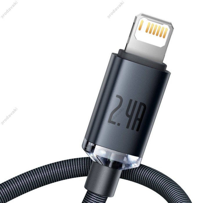 USB кабель Baseus Crystal Shine Series Fast Charging Data Cable USB to iP Lightning 2.4A 1.2m Black CAJY000001