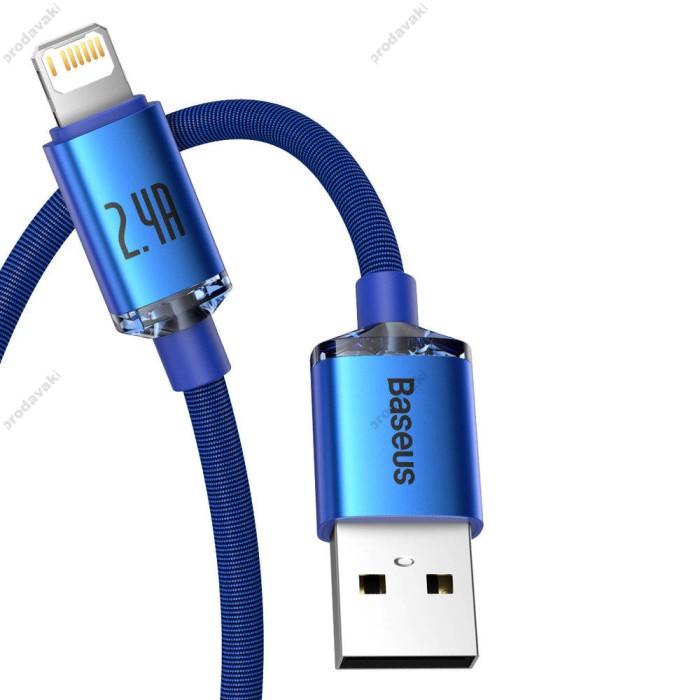 USB кабель Baseus Crystal Shine Series Fast Charging Data Cable USB to iP Lightning 2.4A 1.2m Blue CAJY000003