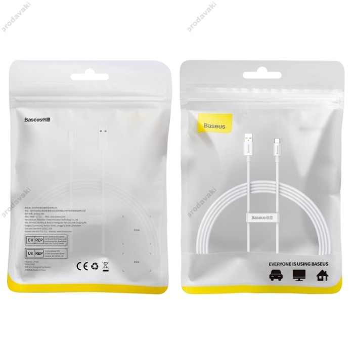 Кабель Baseus Superior Series Charging Data Cable USB to Type-C 100W 6A 1.5m White P10320102214-02