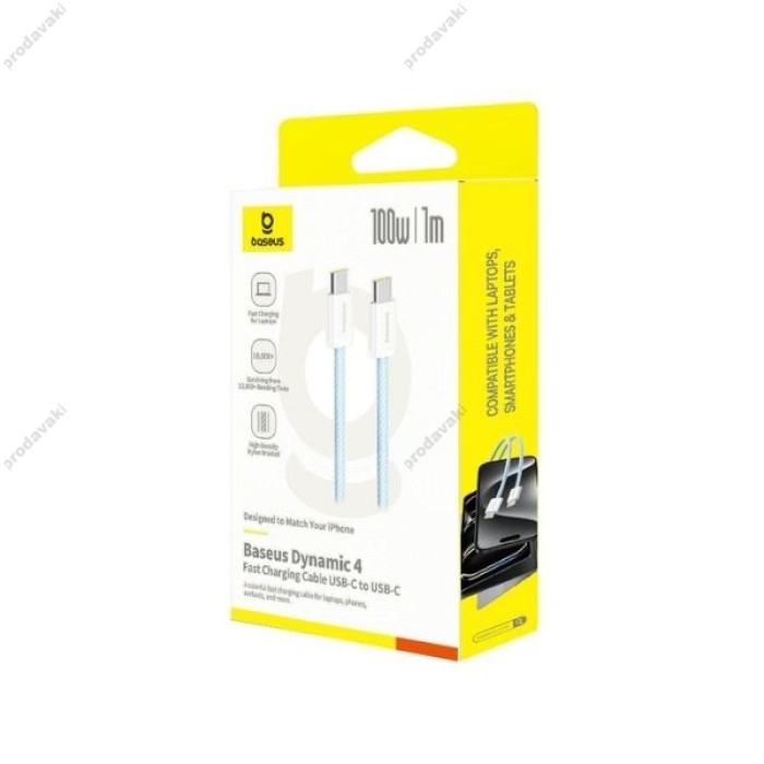 Кабель Baseus Dynamic 4 Fast Charging Type-C to Type-C 100W 5A 1m Blue P10381400311-00