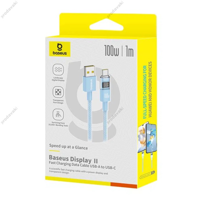 Кабель Baseus Display 2 Fast Charging Data Cable USB to Type-C 100W 5A 1m Blue P10382701311-00