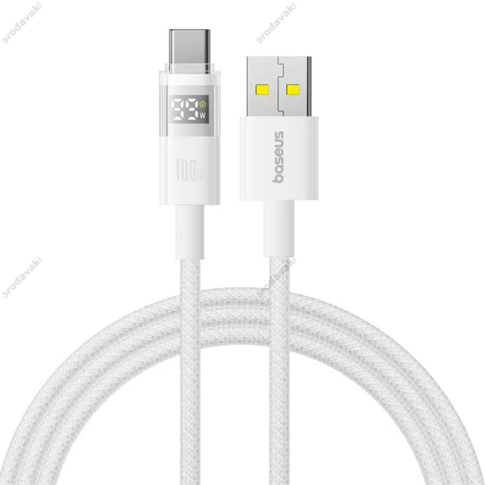 Кабель Baseus Display 2 Fast Charging Data Cable USB to Type-C 100W 5A 1m White P10382701211-00