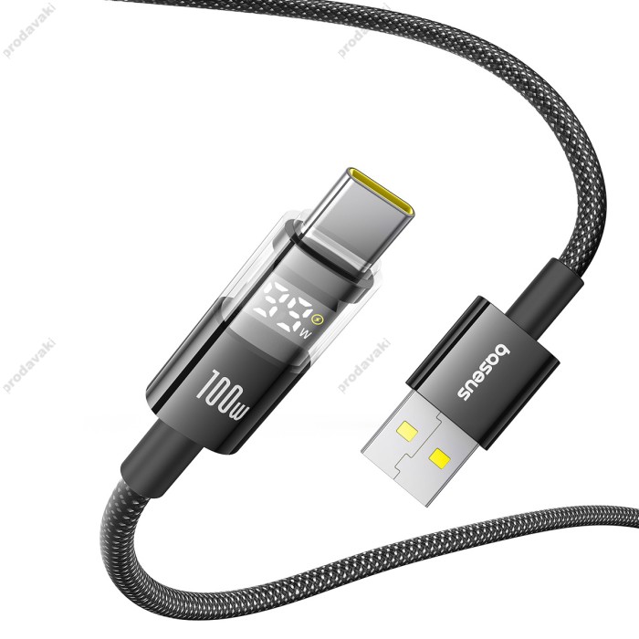 Кабель Baseus Display 2 Fast Charging Data Cable USB to Type-C 100W 5A 1m Black P10382701121-00