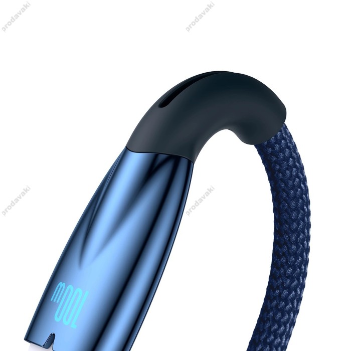 Кабель Baseus Glimmer Series Fast Charging Data Cable USB to Type-C 100W 6A 1m Blue CADH000403