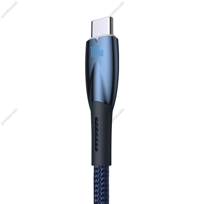 Кабель Baseus Glimmer Series Fast Charging Data Cable USB to Type-C 100W 6A 1m Blue CADH000403