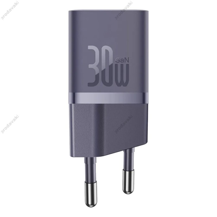 Мережевий зарядний пристрій Baseus GaN5 Fast Charger (mini) Cable Type-C to Type-C 30W Purple P10110902523-00