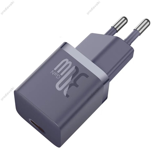 Мережевий зарядний пристрій Baseus GaN5 Fast Charger (mini) Cable Type-C to Type-C 30W Purple P10110902523-00