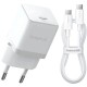 Мережевий зарядний пристрій Baseus Palm Fast Charger Type-C Cable 20W White P10111602213-01