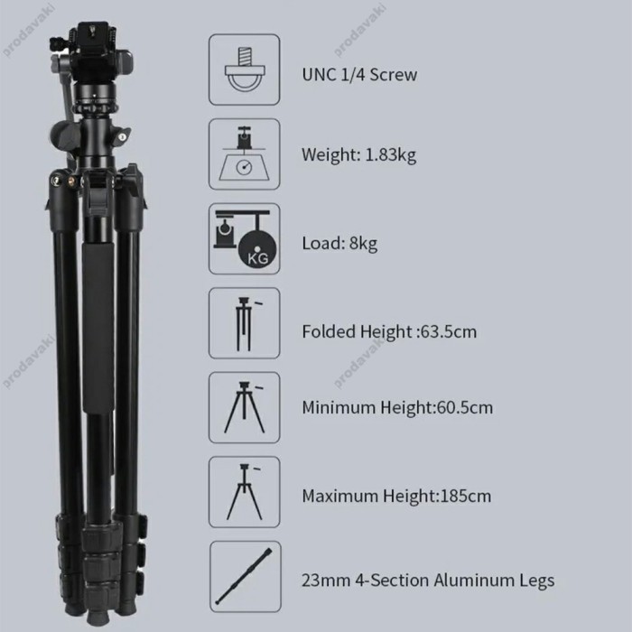 Штатив-трипод Tripod Stand Multifunctional Jmary KS355+HG60 ¼ 1.85m