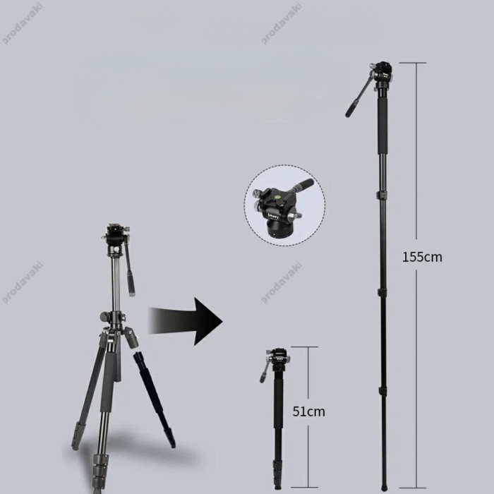 Штатив-трипод Tripod Stand Multifunctional Jmary KS355+HG60 ¼ 1.85m