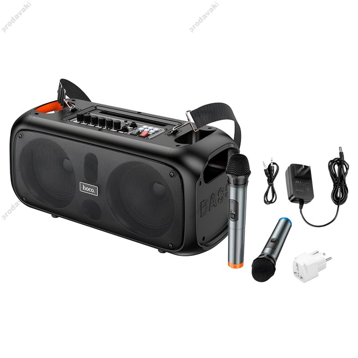 Портативна колонка Bluetooth HOCO BS54 Party wireless dual mic outdoor BT speaker 30W Чорна