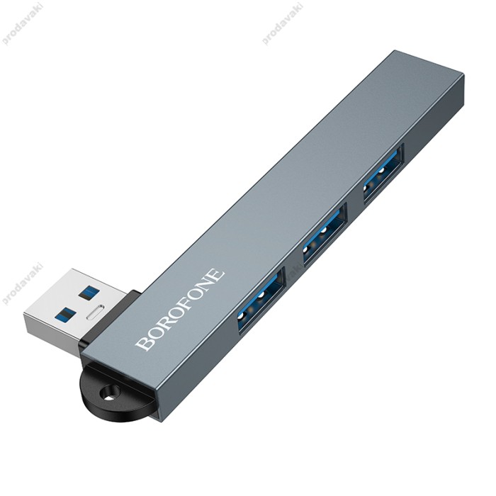 USB-Хаб BOROFONE FH1 converter 4в1 USB to 3xUSB 2.0+USB 3.0 Grey